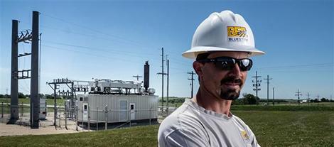 man by power plant