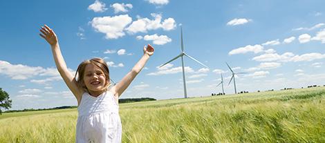 Little girl with windmills