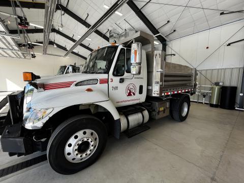 Truck in garage