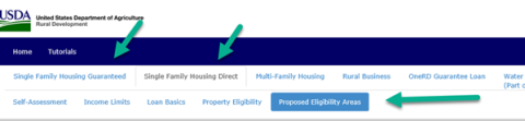 Arrows point to the single family housing programs on the website for navigation assistance