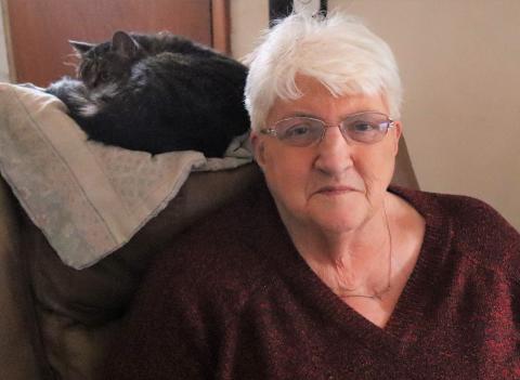 Barbara and her pet cat. 