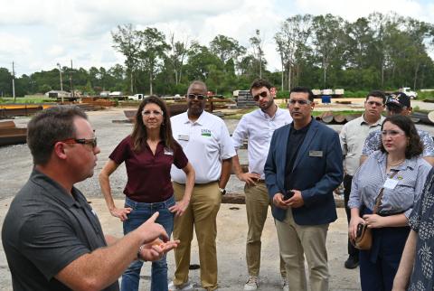 Southland Steel Engineer Zach, gives USDA staff a tour of galvanizing plant in Amite, LA.