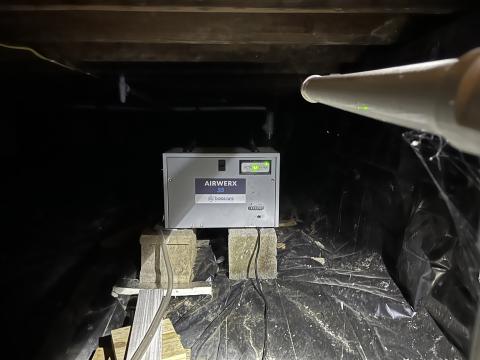 dehumidifier in basement of home