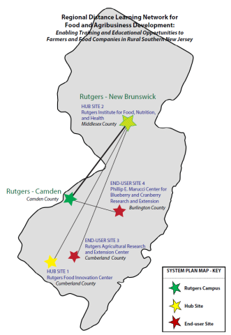 Map of Rutgers Distance Learning Locations via USDA Grant