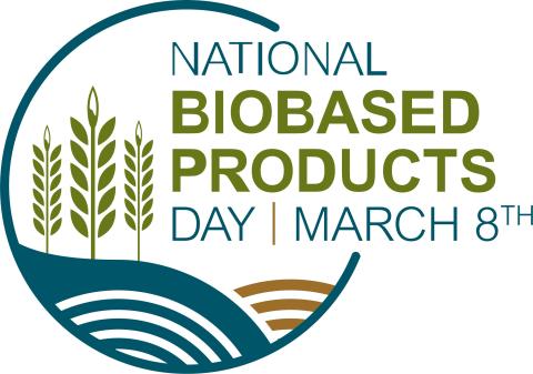 The National Biobased Products Day logo shows a stylized sheaf of wheat, field, and wave.