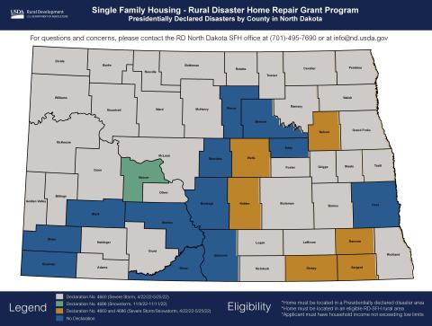 Map identifying counties included in the Presidential Disaster Declaration for 2022