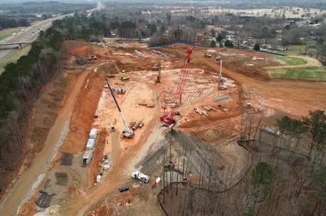 Overhead view of construction site