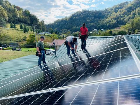 Solar panels being installed