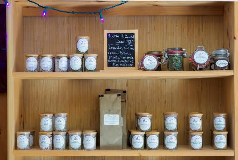 Culinary products on display in The Little House at Seek Lavender.