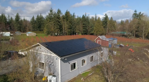 Solar  panels on room of farm 