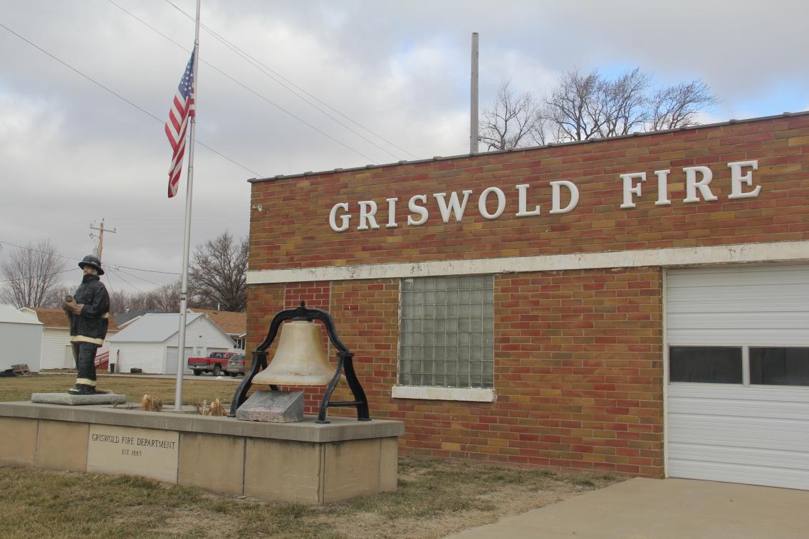 The exterior of the fire and rescue department in Griswold, Iowa