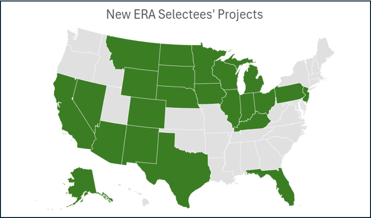 Image of US map displaying states for New ERA recipients