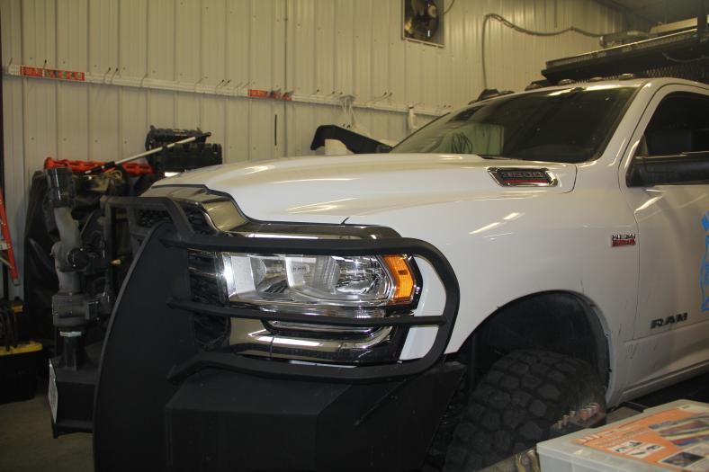 This white utility truck is used to support firefighting operations in Moulton, Iowa