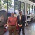 State Director Ortega enjoyed touring research and product development facility, Distillery Labs in Peoria, as he connected with Greater Peoria Economic Development Council CEO Chris Setti.