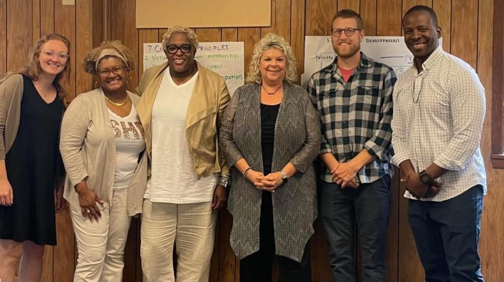 From left to right, Autumn Vogel, a cooperative developer at Keystone Development Center; Aliquippa Food Co-op team members: Carla McCoy; Tamu Gilbert, director of the Darrelle Revis Foundation; Mary Alice Gettings, educator with Penn State Extension Beaver County; Dave Slebodnik, owner of Sprout Project Management and Big Table Urban Farm in Beaver Falls, Pa.; Tyrone Patillo, principal with Premier Developments LLC.