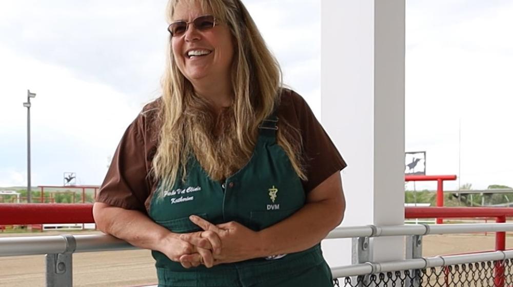Dr. Katherine Parks, DVM, member of Harlowton Rodeo Committee who spearheaded grandstand project.