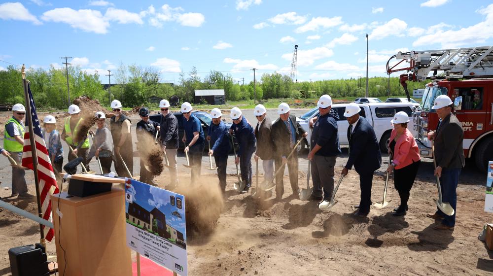 Officials participate in the City of Virginia's groundbreaking ceremony for their new Public Safety Center