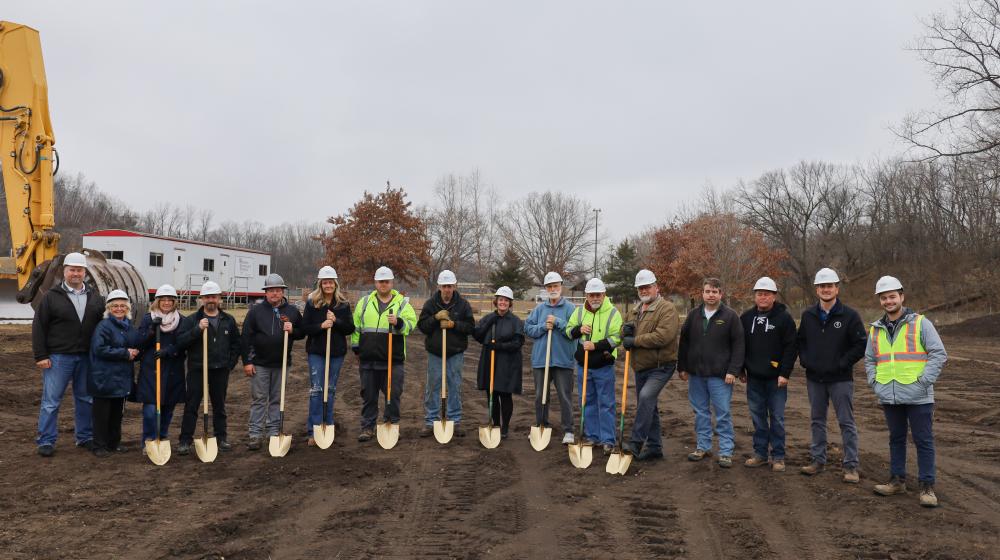 Officials gather to break ground on the City of Mazeppa's new wastewater treatment facility