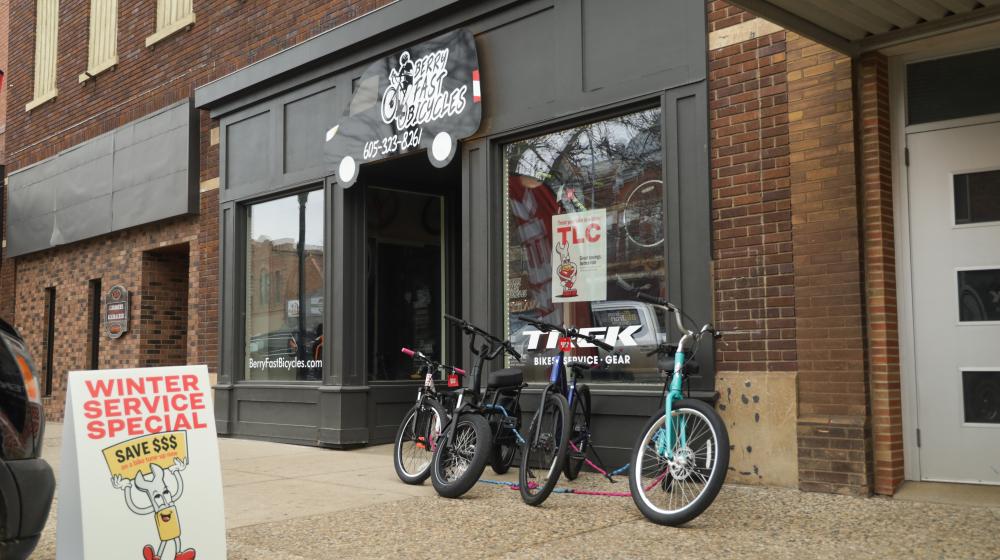 Bicycles outside Berry Fast Bicyclles in Madison, S.D.