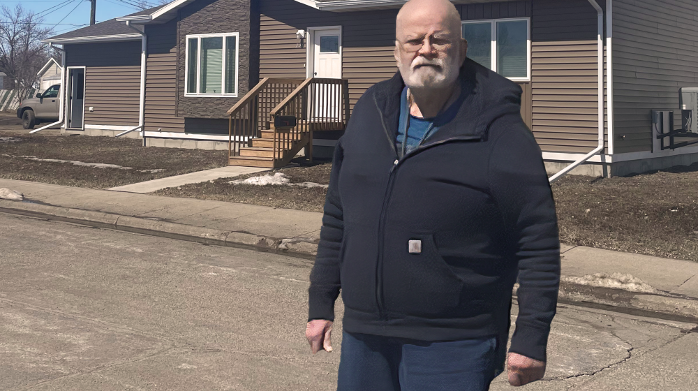 Michael Mitchell outside his home in Aberdeen.