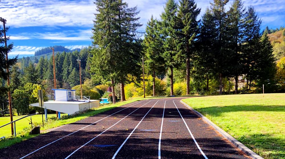 The Mapleton High School track was resurfaced with help from a USDA grant.