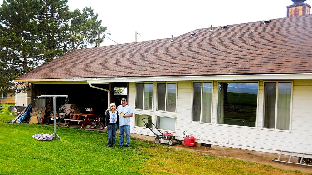 Tribal elders Mary and Abbie Van Pelt were able to have their roof re-paired with help from a USDA grant.