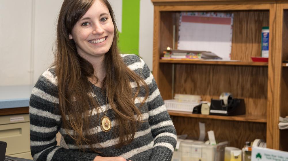 Library employee at desk