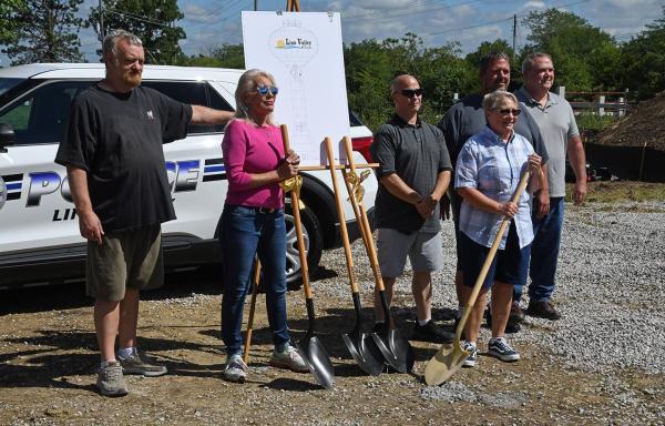 Linn Valley Mayor Lewis Donelson and the Town Council prepare to break ground on the construction of their new water tower.