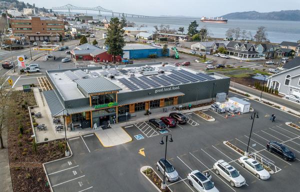 The Astoria Co-op installed rooftop solar panels to offset its energy use.