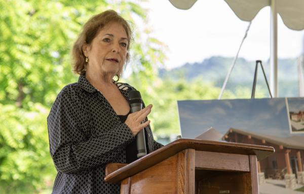 Sandy Bryant speaking at the Smyth Campus groundbreaking