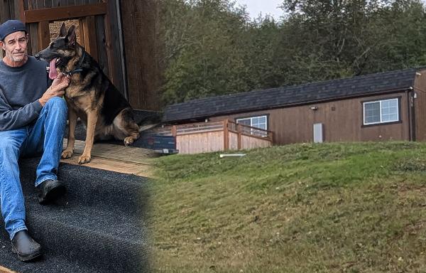 Brian Bundy with companion, Maddie at their home in Raymond, WA