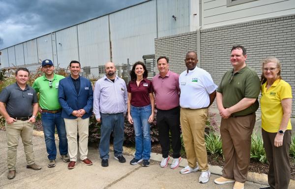 Southland Steel Fabricators, Inc. Chief Financial Officer Dale Sexton and Director of Engineering Zach Kent greeted and welcomed USDA staff on a recent tour of their galvanizing plant in Amite, LA. 