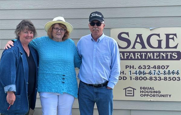 Montana MFH Specialist Natalie Plummer and Sage Apartment owners Robbie Carpenter (C) and Vince Winterhalter (R). 