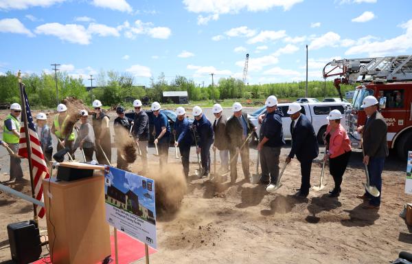 Officials participate in the City of Virginia's groundbreaking ceremony for their new Public Safety Center