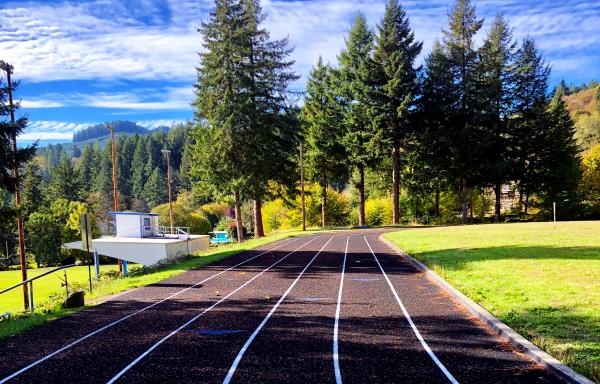 The Mapleton High School track was resurfaced with help from a USDA grant.