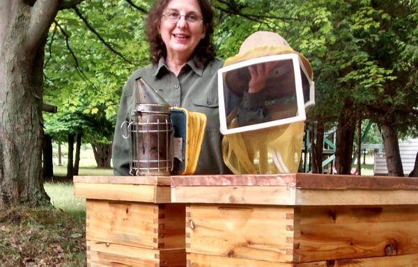 Sweet Mountain Farm owner and custom hive