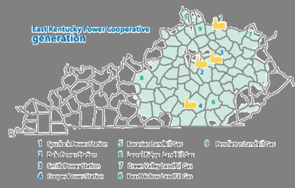 East Kentucky Power Cooperative generation map