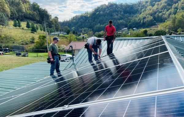 Solar panels being installed