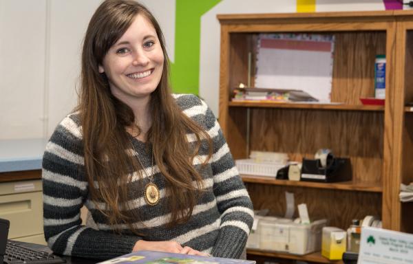 Library employee at desk